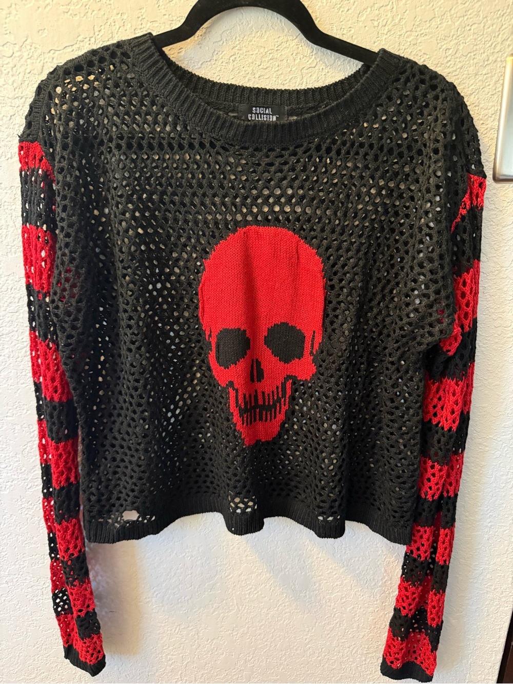 Social Collusion Black Open-Knit Sweater Gothic Dark Aesthetic Edgy Punk Grunge
